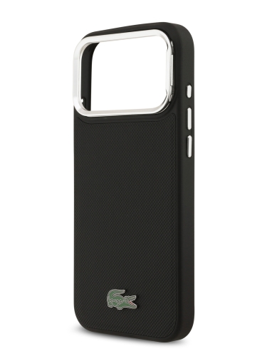 Lacoste для iPhone 17 Pro чехол PVC Metal Lacquer logo with Camera Stand Hard Black (MagSafe)
