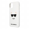 Чехол Karl Lagerfeld Liquid silicone Choupette Hard для iPhone 11, белый