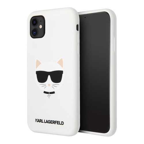 Чехол Karl Lagerfeld Liquid silicone Choupette Hard для iPhone 11, белый