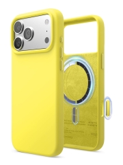 Elago для iPhone 17 Pro чехол Magnetic Silicone Neon Yellow (MagSafe)