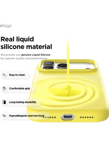 Elago для iPhone 17 Pro чехол Magnetic Silicone Neon Yellow (MagSafe)