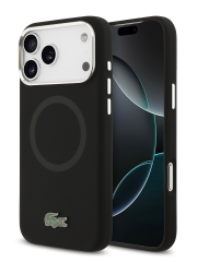 Lacoste для iPhone 17 Pro чехол Liquid silicone Lacquer Metal logo &amp; Camera Hard Black (MagSafe)