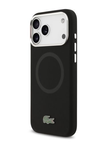 Lacoste для iPhone 17 Pro чехол Liquid silicone Lacquer Metal logo & Camera Hard Black (MagSafe)