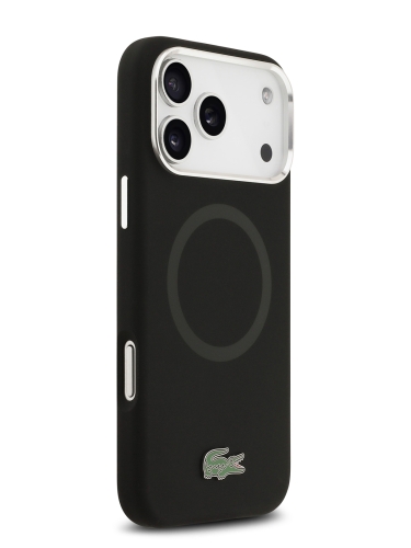 Lacoste для iPhone 17 Pro чехол Liquid silicone Lacquer Metal logo & Camera Hard Black (MagSafe)