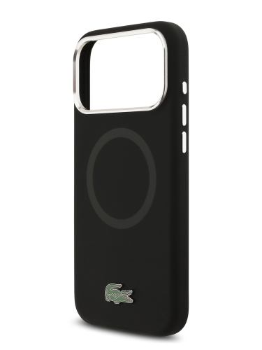 Lacoste для iPhone 17 Pro чехол Liquid silicone Lacquer Metal logo & Camera Hard Black (MagSafe)