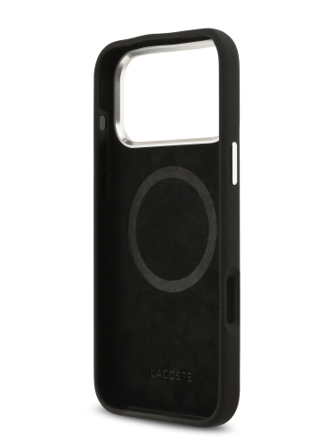Lacoste для iPhone 17 Pro чехол Liquid silicone Lacquer Metal logo & Camera Hard Black (MagSafe)