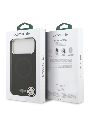 Lacoste для iPhone 17 Pro чехол Liquid silicone Lacquer Metal logo & Camera Hard Black (MagSafe)