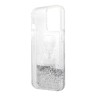 Чехол Karl Lagerfeld Liquid glitter Karl and Choupette heads Hard для iPhone 13 Pro, серебристый