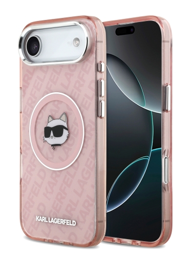 Karl Lagerfeld для iPhone Air чехол IML NFT Choupette Head on logo Metal Cam Hard Pink (MagSafe)
