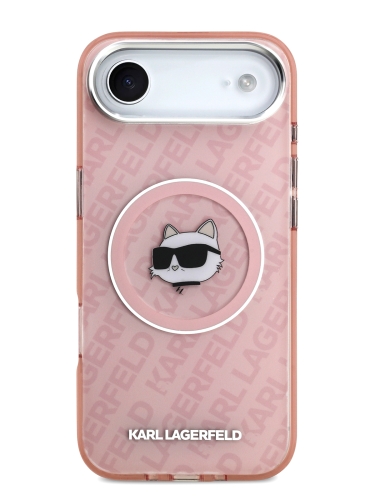 Karl Lagerfeld для iPhone Air чехол IML NFT Choupette Head on logo Metal Cam Hard Pink (MagSafe)