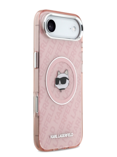 Karl Lagerfeld для iPhone Air чехол IML NFT Choupette Head on logo Metal Cam Hard Pink (MagSafe)
