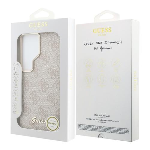 Guess для Galaxy S26 Ultra чехол PU 4G Script metal logo & Camera Hard Pink (MagSafe)