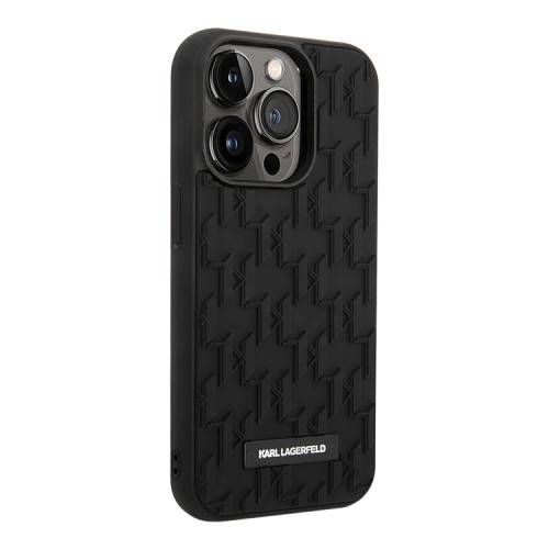 Чехол Karl Lagerfeld 3D Rubber Monogram Metal logo для iPhone 14 Pro, черный