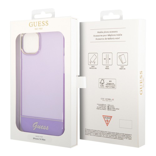 Чехол Guess Translucent w Electroplated camera Hard для iPhone 14 Plus, фиолетовый