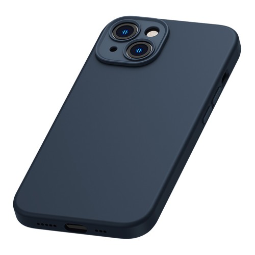 Чехол Baseus Liquid Silica Gel case +Tempered glass для iPhone 14 Plus, синий