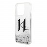 Чехол Lagerfeld Liquid glitter Big KL logo Hard для iPhone 14 Pro, серебристый