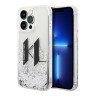 Чехол Lagerfeld Liquid glitter Big KL logo Hard для iPhone 14 Pro, серебристый