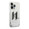 Чехол Lagerfeld Liquid glitter Big KL logo Hard для iPhone 14 Pro, серебристый