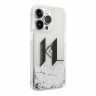 Чехол Lagerfeld Liquid glitter Big KL logo Hard для iPhone 14 Pro, серебристый