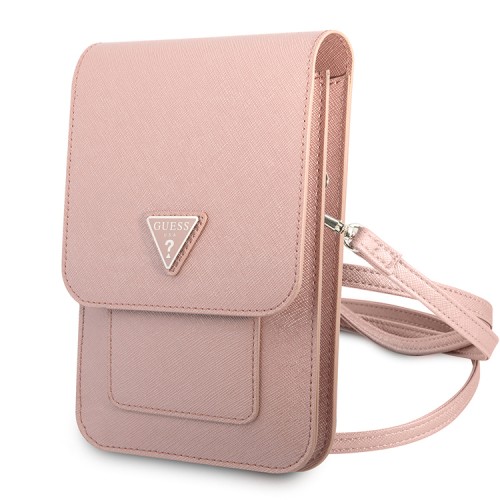 Сумка Guess Wallet Bag Saffiano Triangle logo для смартфонов, розовая