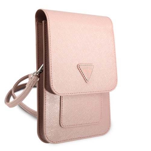 Сумка Guess Wallet Bag Saffiano Triangle logo для смартфонов, розовая