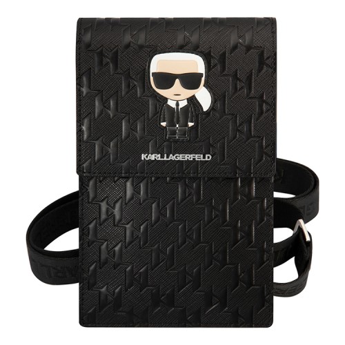 Karl Lagerfeld сумка-кошелёк для смартфона, иск.кожа PU Monogram ikonik patch, черная