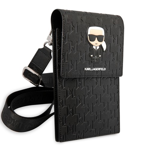 Karl Lagerfeld сумка-кошелёк для смартфона, иск.кожа PU Monogram ikonik patch, черная