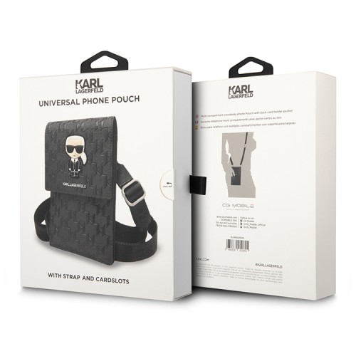Karl Lagerfeld сумка-кошелёк для смартфона, иск.кожа PU Monogram ikonik patch, черная