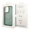 Чехол Guess Metal outline Hard Translucent для iPhone 14 Pro Max, зеленый/золотой (MagSafe)