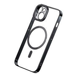 Чехол Baseus Glitter Magnetic PC case +Tempered glass для iPhone 14 Plus, черная рамка