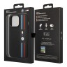 Чехол BMW M-Collection PU Mesh Tricolor lines Hard для iPhone 14 Pro, черный