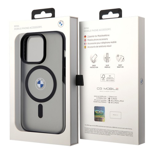 BMW для iPhone 14 Pro Max чехол Signature PC/TPU Frosted Hard Black (MagSafe)