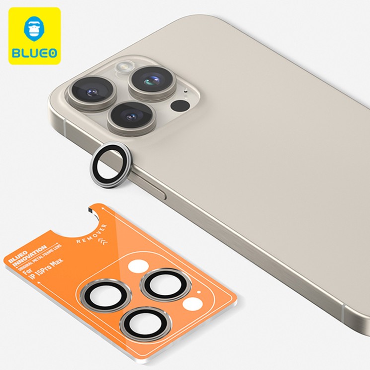 BlueO стекло для iPhone 15 Pro Max Camera lens Armor metal 3 шт. Grey (+installer)