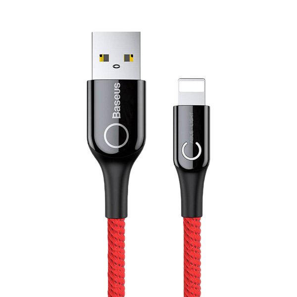 Baseus USB-A/Lightning C-shaped Light Intelligent power-off (1 м), красный CALCD-09