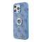 Guess для iPhone 15 Pro чехол PU 4G + Ring Hard Blue