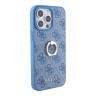 Guess для iPhone 15 Pro чехол PU 4G + Ring Hard Blue