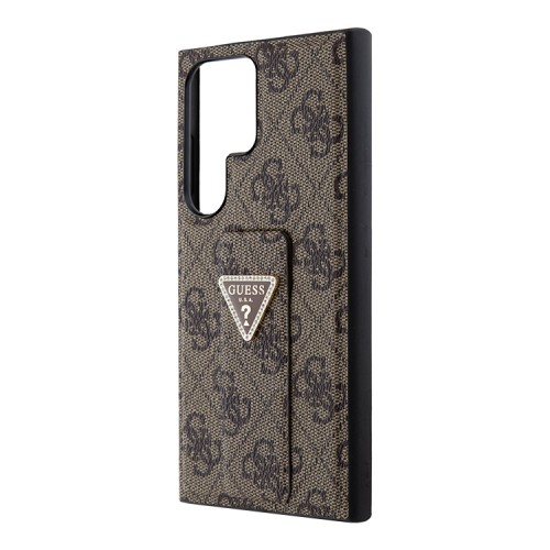 Guess для Galaxy S24 Ultra чехол GripStand PU 4G with Triangle Diamond metal logo Hard Brown