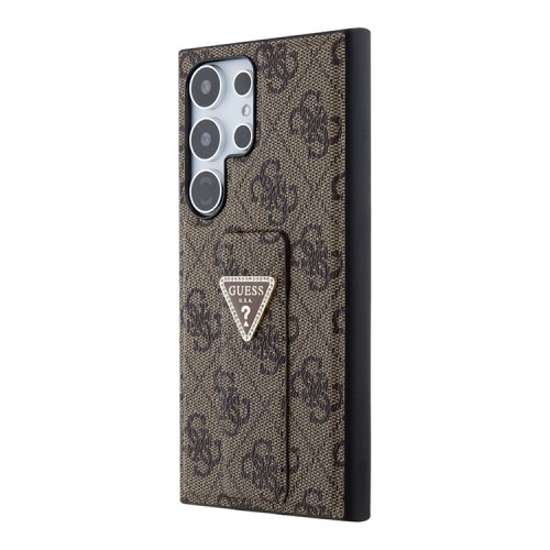 Guess для Galaxy S24 Ultra чехол GripStand PU 4G with Triangle Diamond metal logo Hard Brown