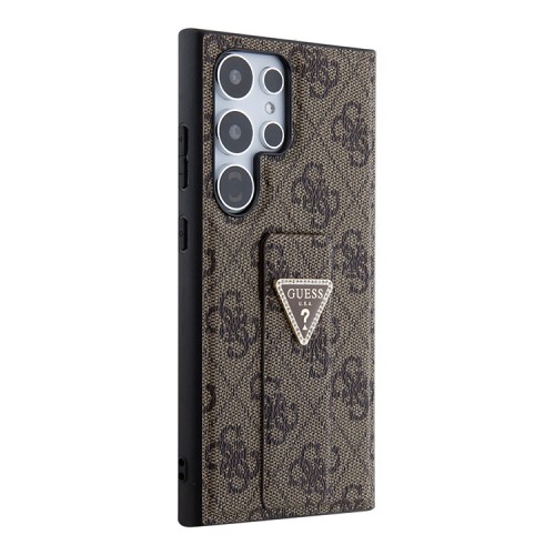 Guess для Galaxy S24 Ultra чехол GripStand PU 4G with Triangle Diamond metal logo Hard Brown