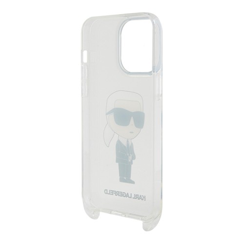 Karl Lagerfeld для iPhone 14 Pro Max чехол Crossbody PC/TPU NFT Karl Ikonik + Big Strap Hard Transparent