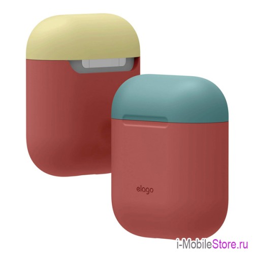 Чехол Elago Silicone DUO для AirPods 1/2, Rose с крышками Blue и Yellow