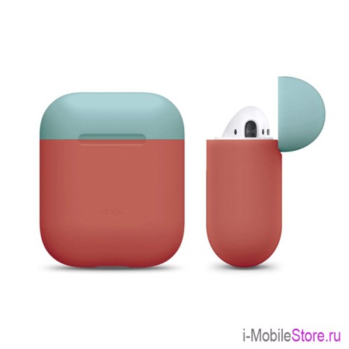 Чехол Elago Silicone DUO для AirPods 1/2, Rose с крышками Blue и Yellow