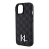 Lagerfeld для iPhone 15 чехол PU Saffiano Monogram Metal logo Hard Black