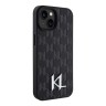 Lagerfeld для iPhone 15 чехол PU Saffiano Monogram Metal logo Hard Black