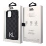 Lagerfeld для iPhone 15 чехол PU Saffiano Monogram Metal logo Hard Black