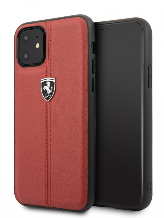 Кожаный чехол Ferrari Heritage W Hard для iPhone 11, красный