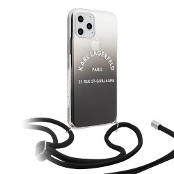 Чехол Karl Lagerfeld Cord collection Hard Gradient для iPhone 11 Pro, со шнурком, черный