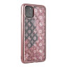 Чехол Guess Glitter 4G Peony Hard для iPhone 11 Pro Max, розовый