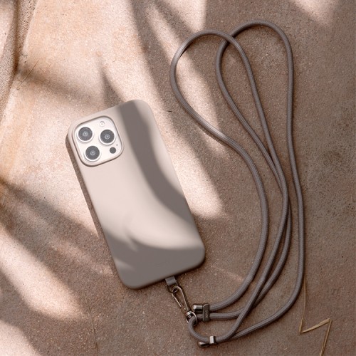 Uniq для iPhone 16 Pro чехол COEHL CREME Liquid silicone with Strap Taupe Grey (MagSafe)