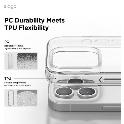 Elago для iPhone 16 Pro чехол HYBRID (pc/tpu) Clear